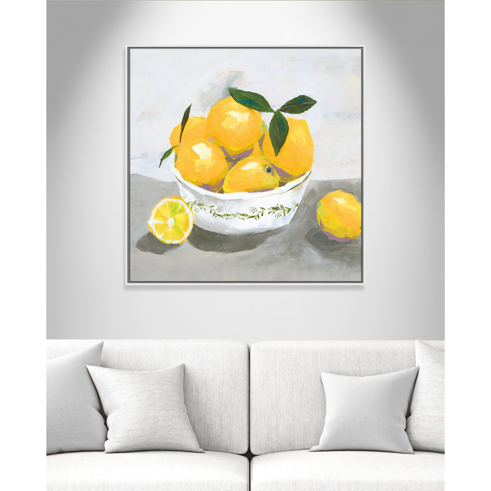 Hayons "Lemons" Painting by Isabelle Z, 37.5" H x 37.5" W x 2" D, White Framed Canvas