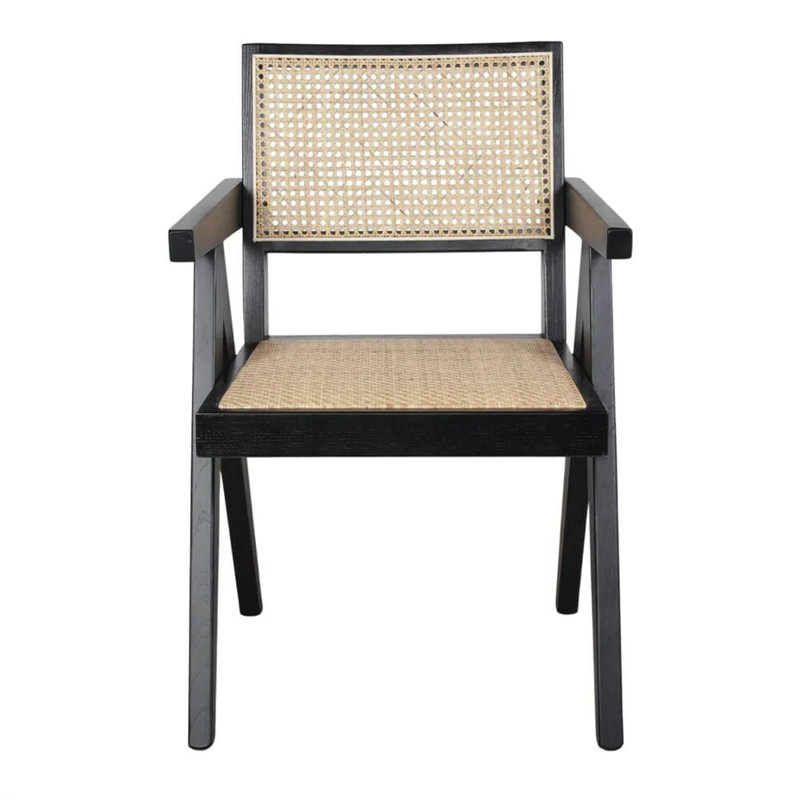 Chaise avec accoudoirs en bois massif Briggette, Noir