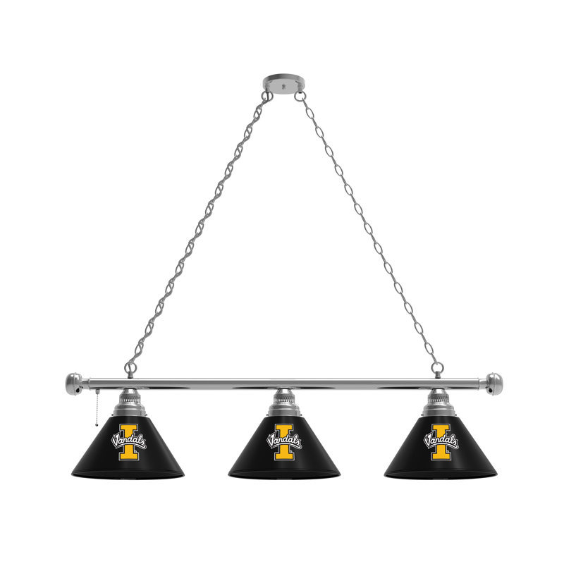 3 - Light Pool Table Lights Pendant, Chrome, Idaho Vandals