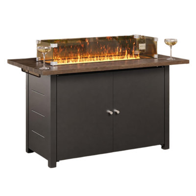 Table de foyer au propane de 43 po (109 cm) et de 55 000 BTU avec pare-vent en verre, couvercle et verre à feu gris