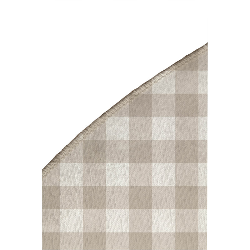 Proper Gingham Non-Slip Outdoor Rug, Round 5'
