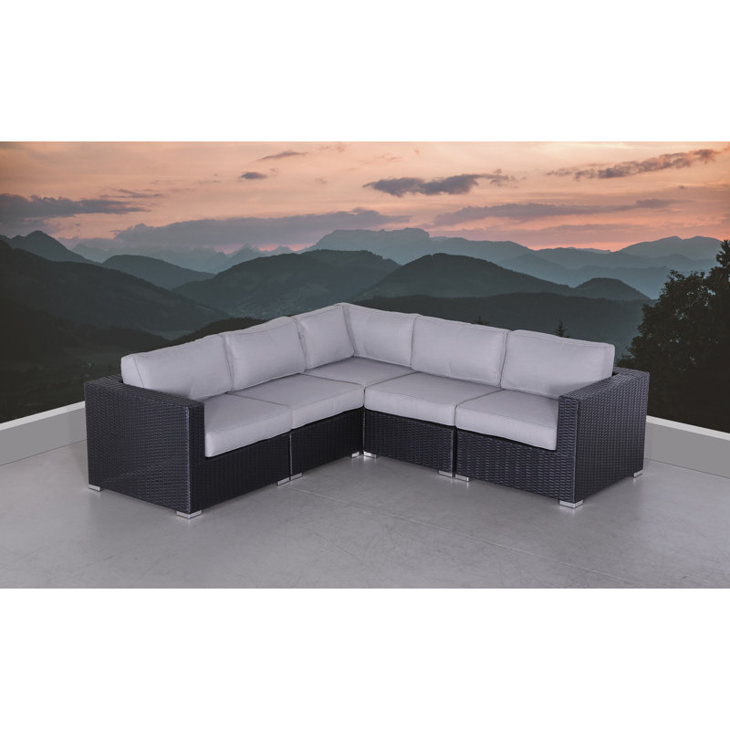 Canapé modulaire d'extérieur en osier de 94 po avec coussins Ana