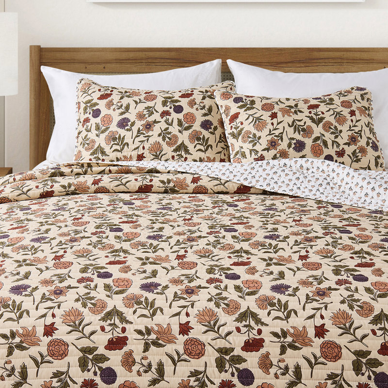 Ensemble de courtepointe à imprimé floral, Simple/Simple TG