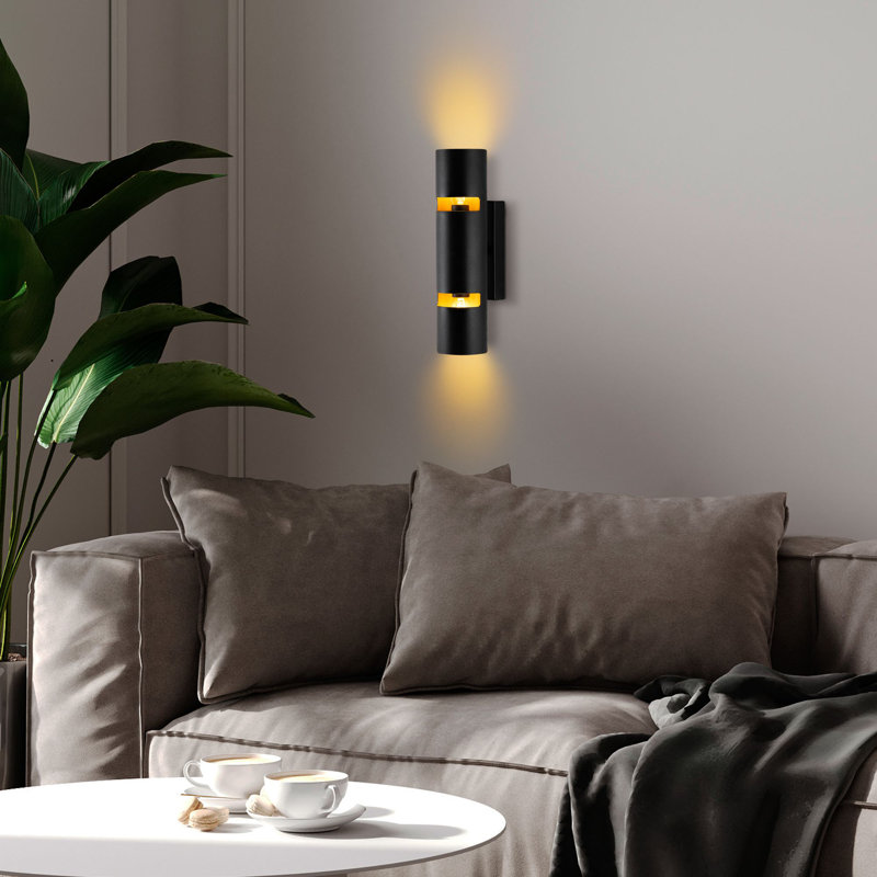 Modern Black Wall Lamp, Metal Body, 3.1 x 11.8 x 5.1 inches | Base Plate: 5.9 x 2.0 x 1.2 inches | Fits 2 x E14 Max 40W Bulbs (Not Included) | Stylish Lighting for Home or Office, IP20 Rated, Sleek Design