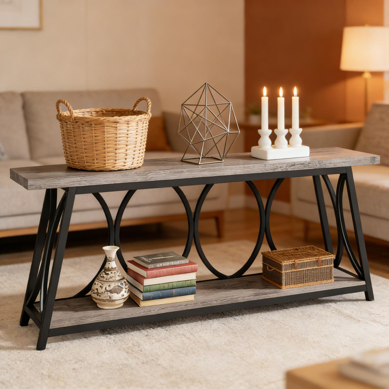 Console de couloir vintage à 2 niveaux, canapé d'appoint robuste | Idée de cadeau