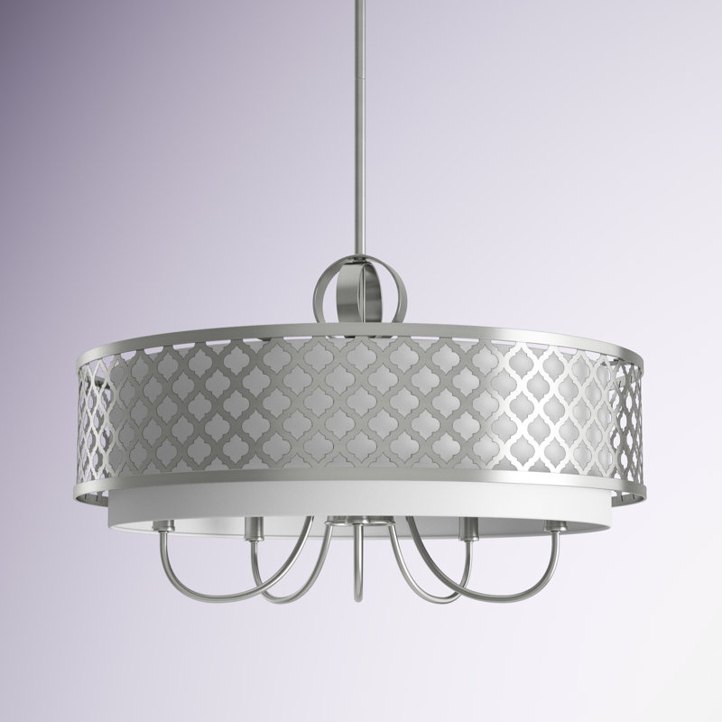 Mance 6 - Light Dimmable Drum Chandelier, Brushed Nickel