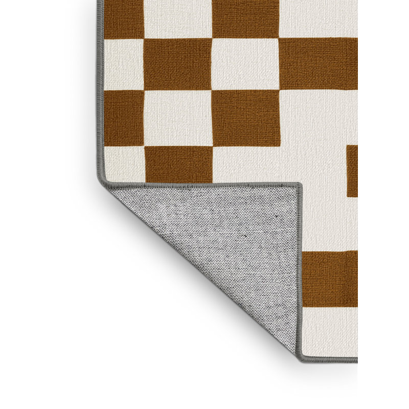 Tapis gris à carreaux lavable à la machine, Carré 6 pi