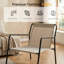 Chaise berçante d'extérieur en métal blanc cassé avec assise rembourrée en textilène-57077290