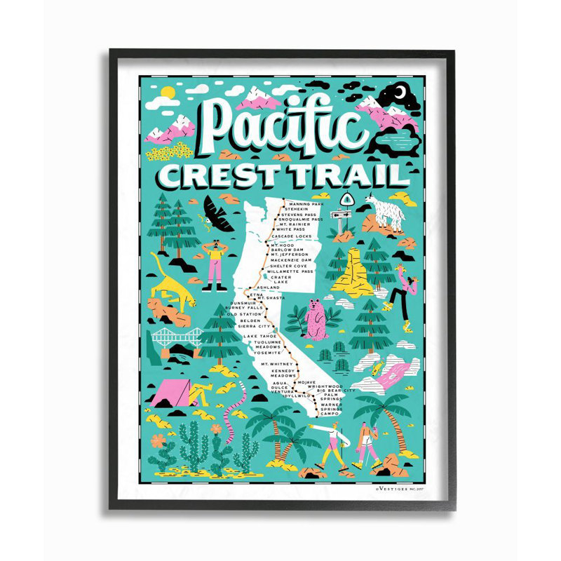 «Pacific Crest Trail», H 20 po x l 16 po, Giclée encadrée noir minuit