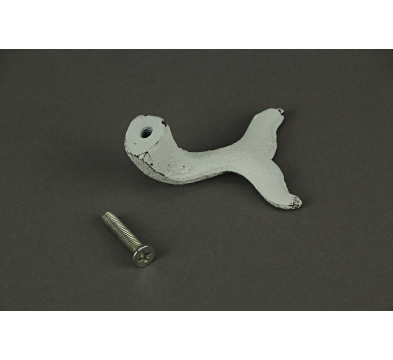 White Cast Iron Whale Tail Drawer Pulls Set of 12
