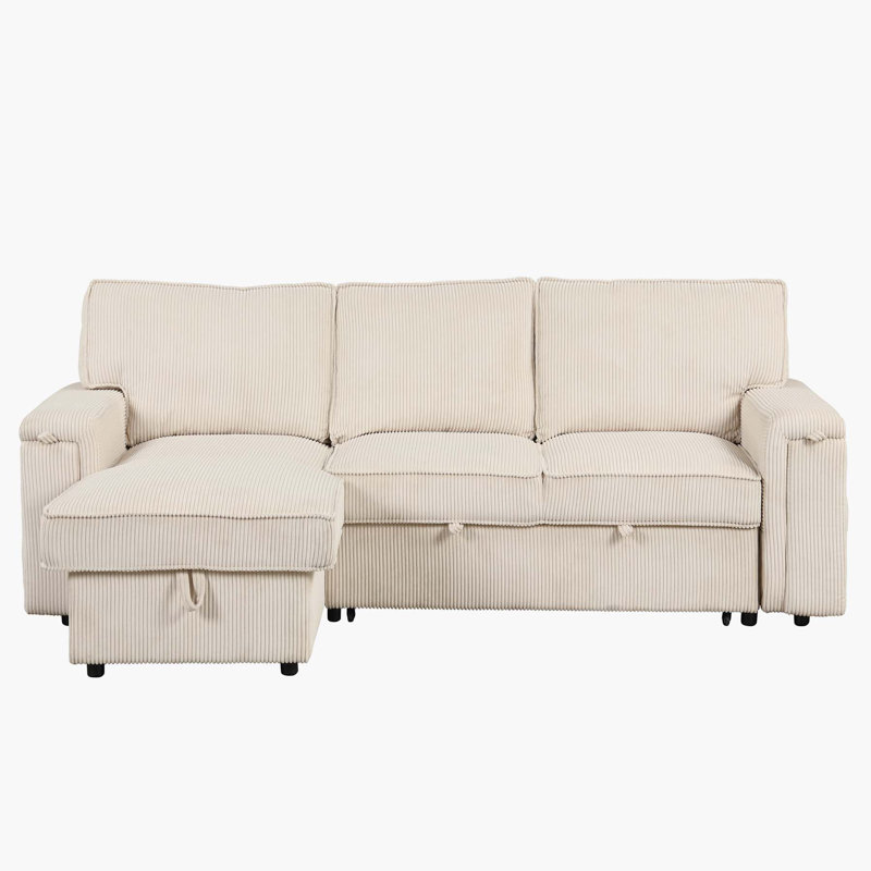 Canapé à accoudoirs carrés 96,1 po Kat, Polyester beige