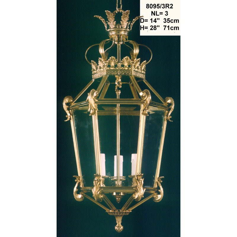 Cowie 3 - Light Lantern Pendant, Polished Chrome Plated