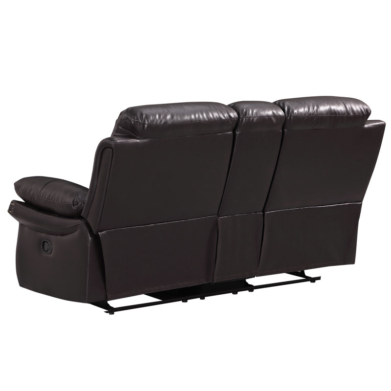 Cuir avec rembourrage en mousse et support lombaire - Console sinueuse brune