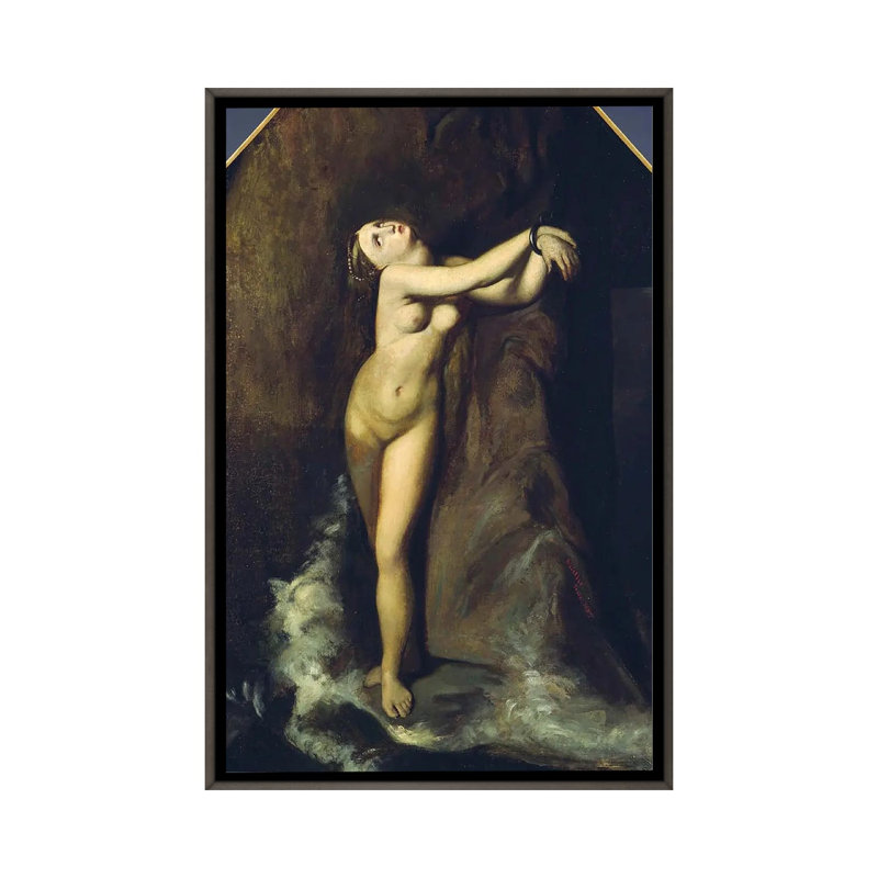 Reproduction après ingérence de Roger Délivrant Angélique, reproduction d'art sur toile encadrée, 40 po x 26 po, Gris