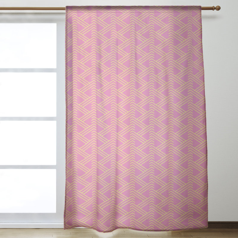 Jordao Room Darkening Curtain Single Panel, Pink/Yellow
