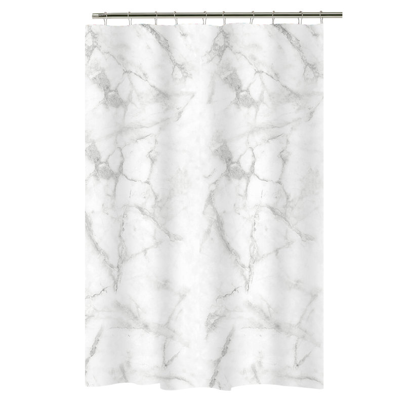 White Marble Design PEVA Vinyl Shower Curtain, 70" x 72"