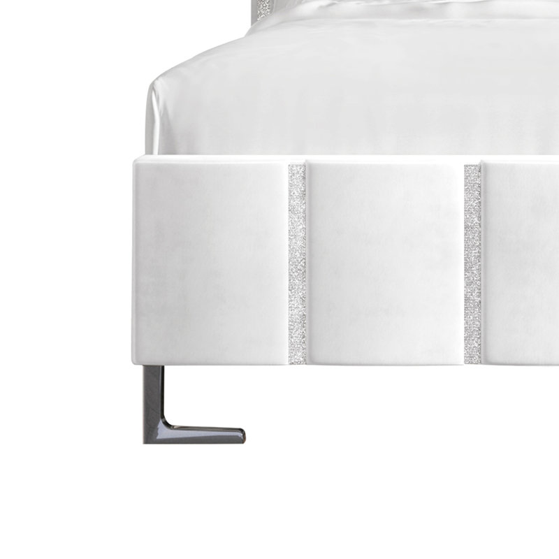 Lit tapissier standard à profil bas Laimdota, Blanc, Grand
