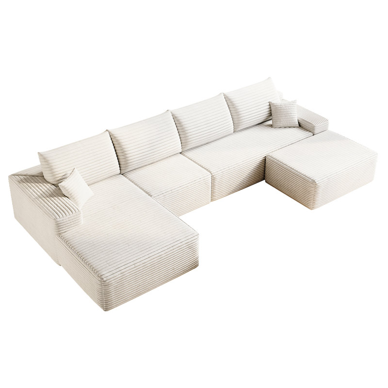 Canapé rembourré, H 38,7 po x l 133,12 po x P 70,86 po