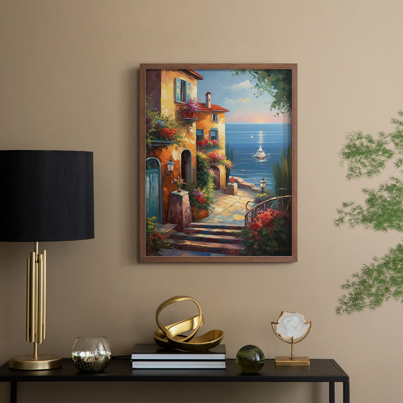NAUTICAL Series DLX Framed Print - Solid Wood, 11" H x 9" W, Walnut