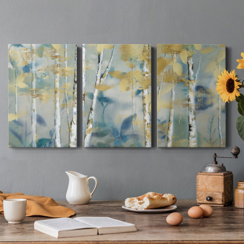 Gilded Forest I - Toile tendue avec châssis de qualité supérieure - Prêt à être accroché, H 60 po x l 120 po x P 1 po