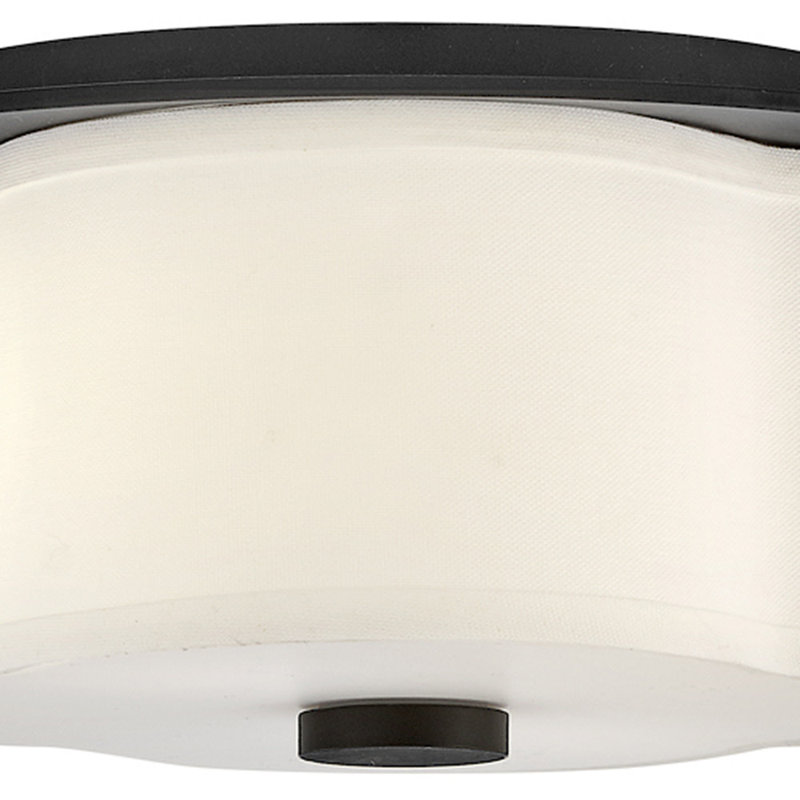 Delaney 2-Light Flush Mount Ceiling Light with Linen Shade, Black