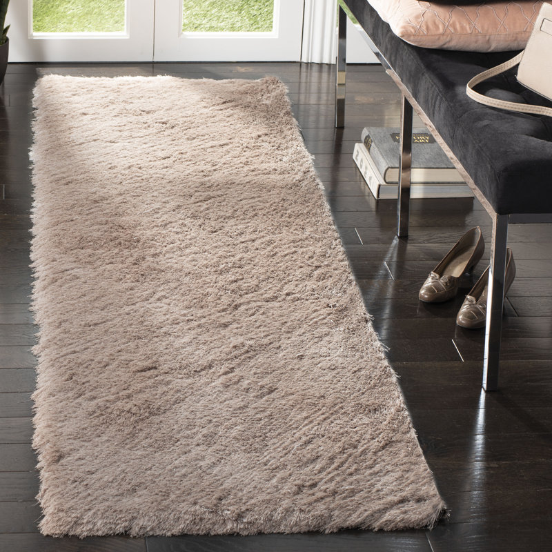 Tapis beige touffeté à la main Cimah, Tapis de couloir 2 pi 3 po x 8 pi