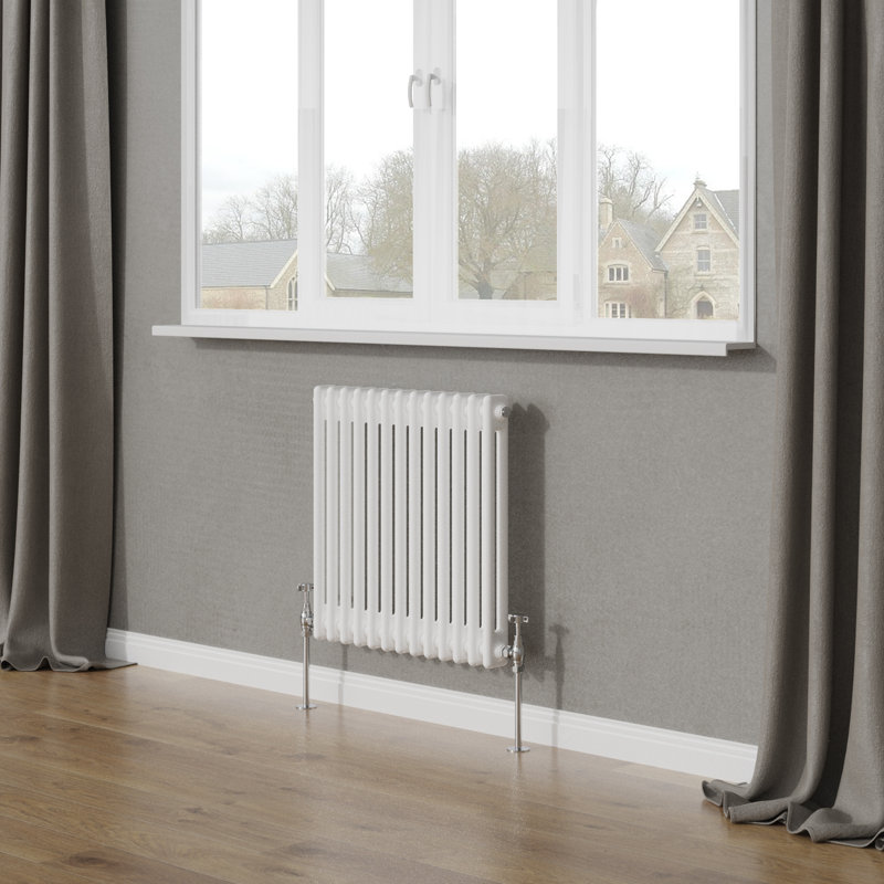 Tryphosa Traditional 2 Column Horizontal Designer Radiator, 60cm H x 60.5cm W, White