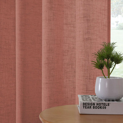 Linen Curtain for Bedroom/Living Room Back Tab Loop Pocket Linen Fabric Curtain Drapes Soft Rich Material Privacy Drape Panels for Farmhouse, 2 Panels
