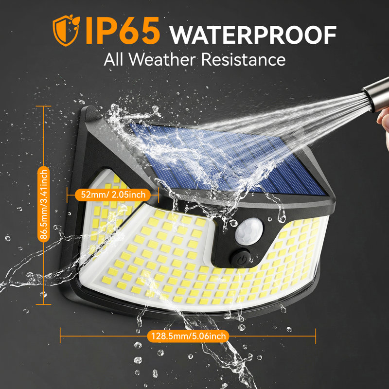 152 Led Solar Motion Sensor Wall Lights, Ip65 Waterproof Abs 3 Modes 270° Wide Angle Outdoor Security Light For Deck Patio Garage