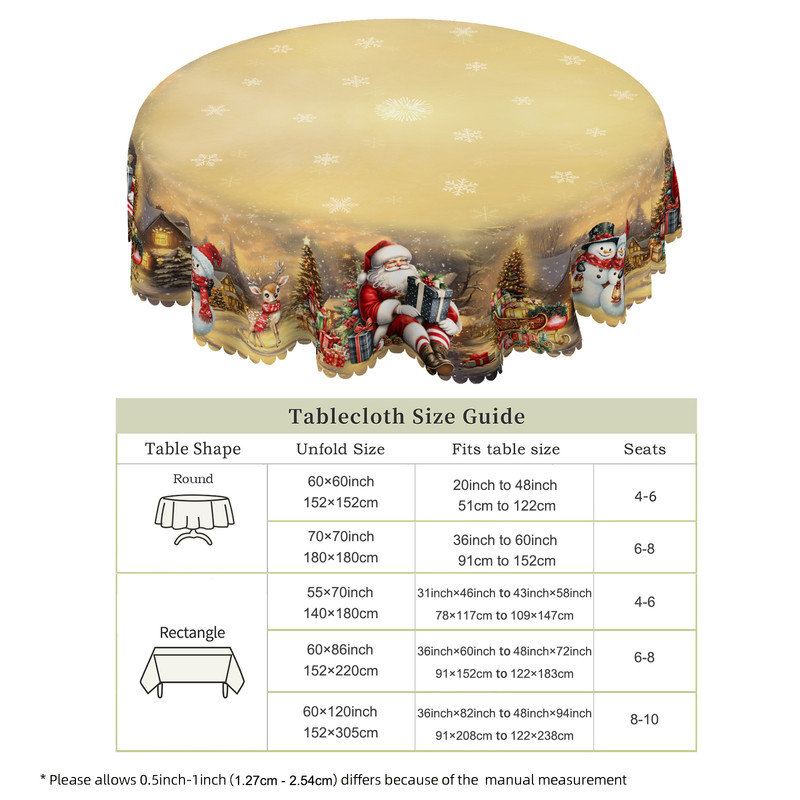 Nappe beige en polyester à motif de père Noël