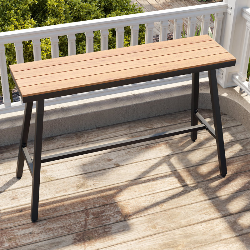 37.01" High Outdoor Metal Bar Table, Brown, 37.01" H x 15.55" W x 55.12" D