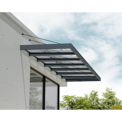 Palram - Canopia Sophia XL 22' W x 4' 7" D Acrylic Galvanized Steel Stationary Door and Window Awning Gray/Clear