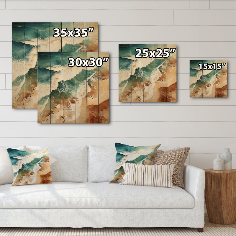 Vue aérienne de Jaydurga Beachside sur bois, H 15 po x l 15 po x P 0,78 po