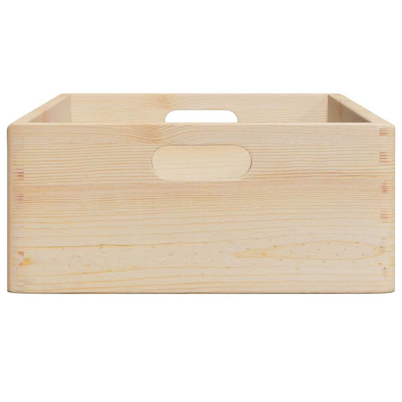  Wooden Box Natural Solid Pine Wood Medium Storage Box, Beige
