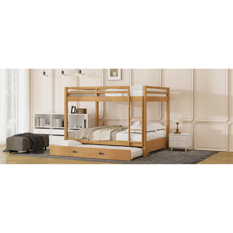 Grand lit superposé en bois avec lit gigogne, structure en pin fiable, peu encombrant pour les chambres partagées, outils faciles à assembler pour petites pièces, à assembler