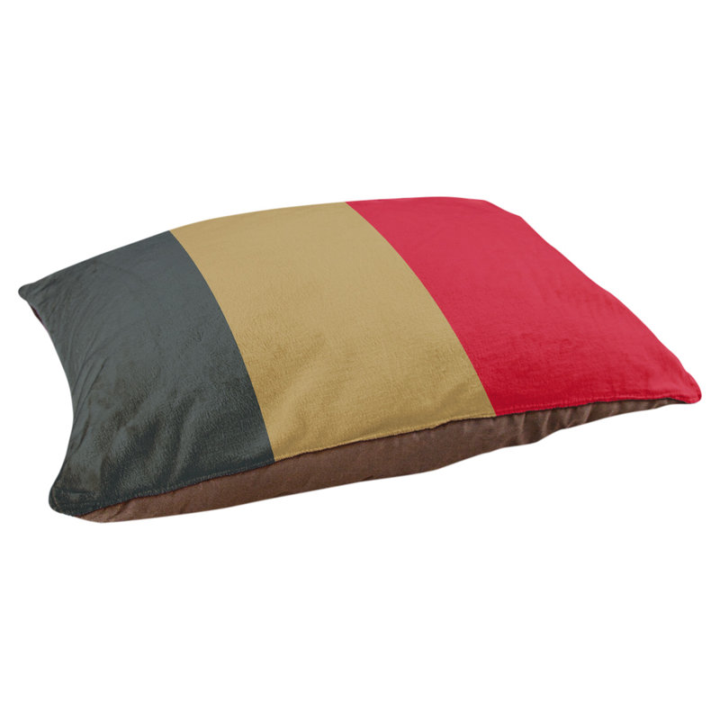 Coussin Designer, Petit (L 18 po x l 28 po), Gris acier / or / rouge