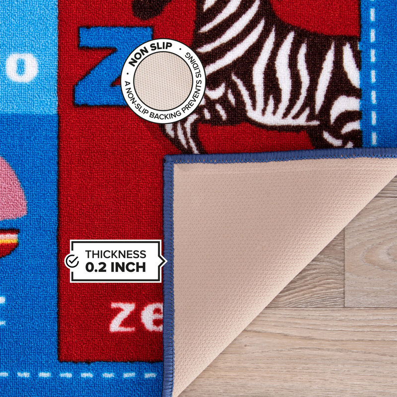 Jeromy Tufted Kids Multi-Colored Non-Slip Rubber-back Area Rug, Rectangle 5' x 7'