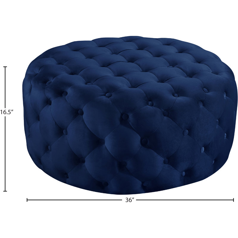 Repose-pieds rond 36 po Plattsburgh, Velours marine
