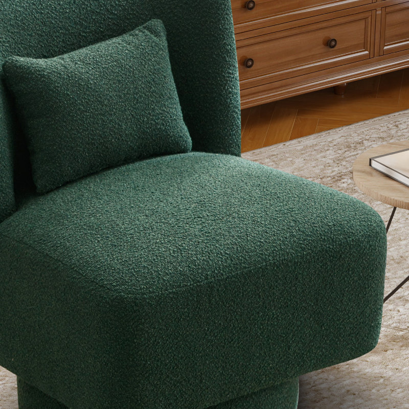 Fauteuil d'appoint rembourré et pivotant en tonneau avec coussin lombaire, Vert