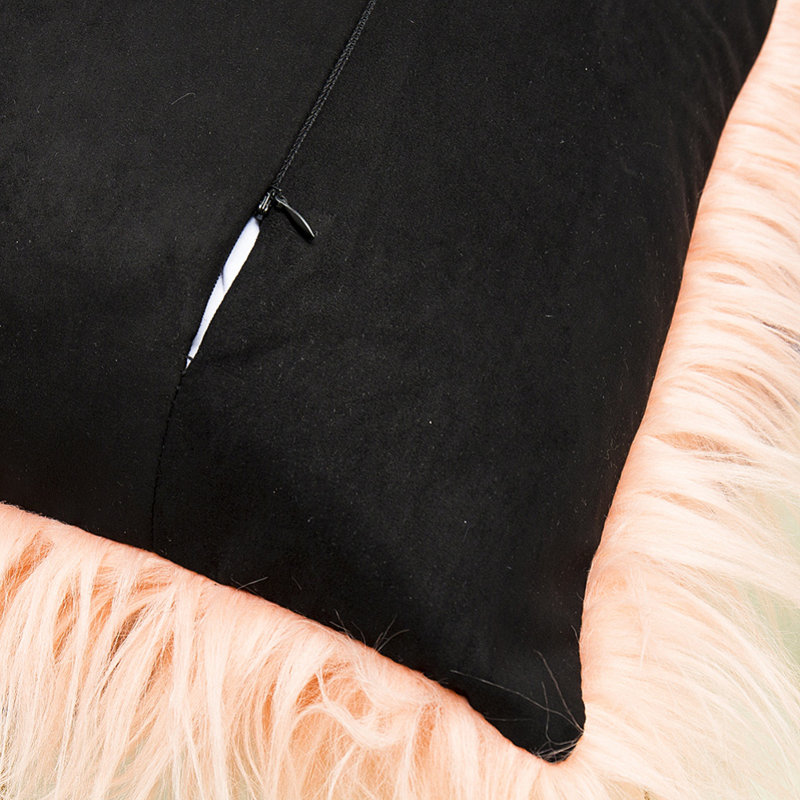  Housse de coussin carrée en fausse fourrure, Orange
