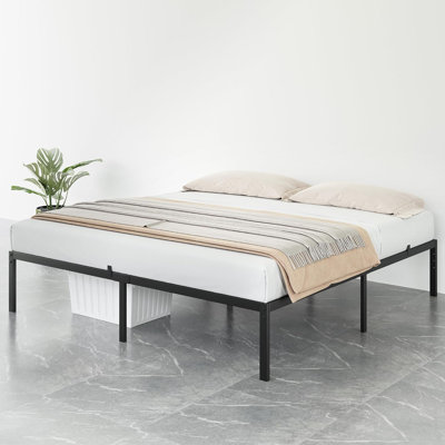 14 Inch Full Size Bed Frame with Storage Metal Platform Full Bed Frame No Box Spring Needed/Steel Slat Support/Easy Assembly Full