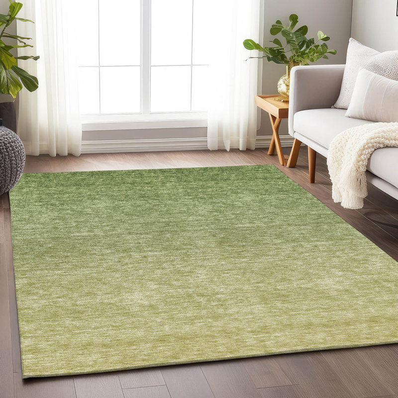 Tapis vert Prisco lavable à la machine de qualité supérieure, Rectangle 9 pi x 12 pi