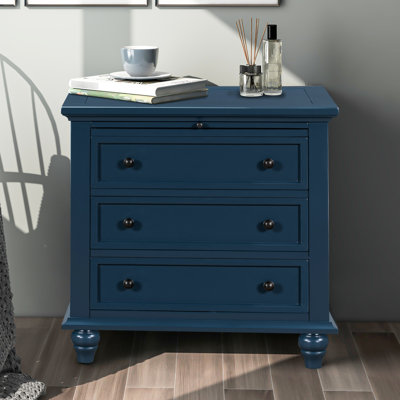 Meuble de rangement bleu en bois massif, 3 éléments, rehausse le style de votre intérieur. Table pratique.