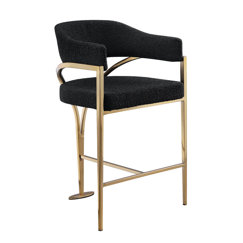 Tabouret de bar Boucle, Siège noir / cadre doré
