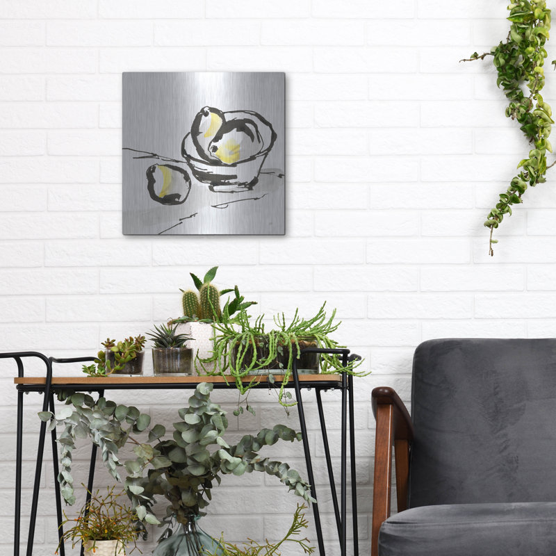 Art mural luxueux «Lemon Tint» par Chris Paschke, H 12 po x l 12 po