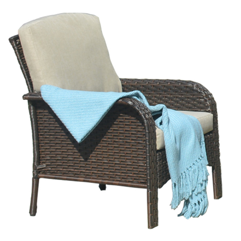 Wicker Outdoor Lounge Chair, Polyester Blend Beige