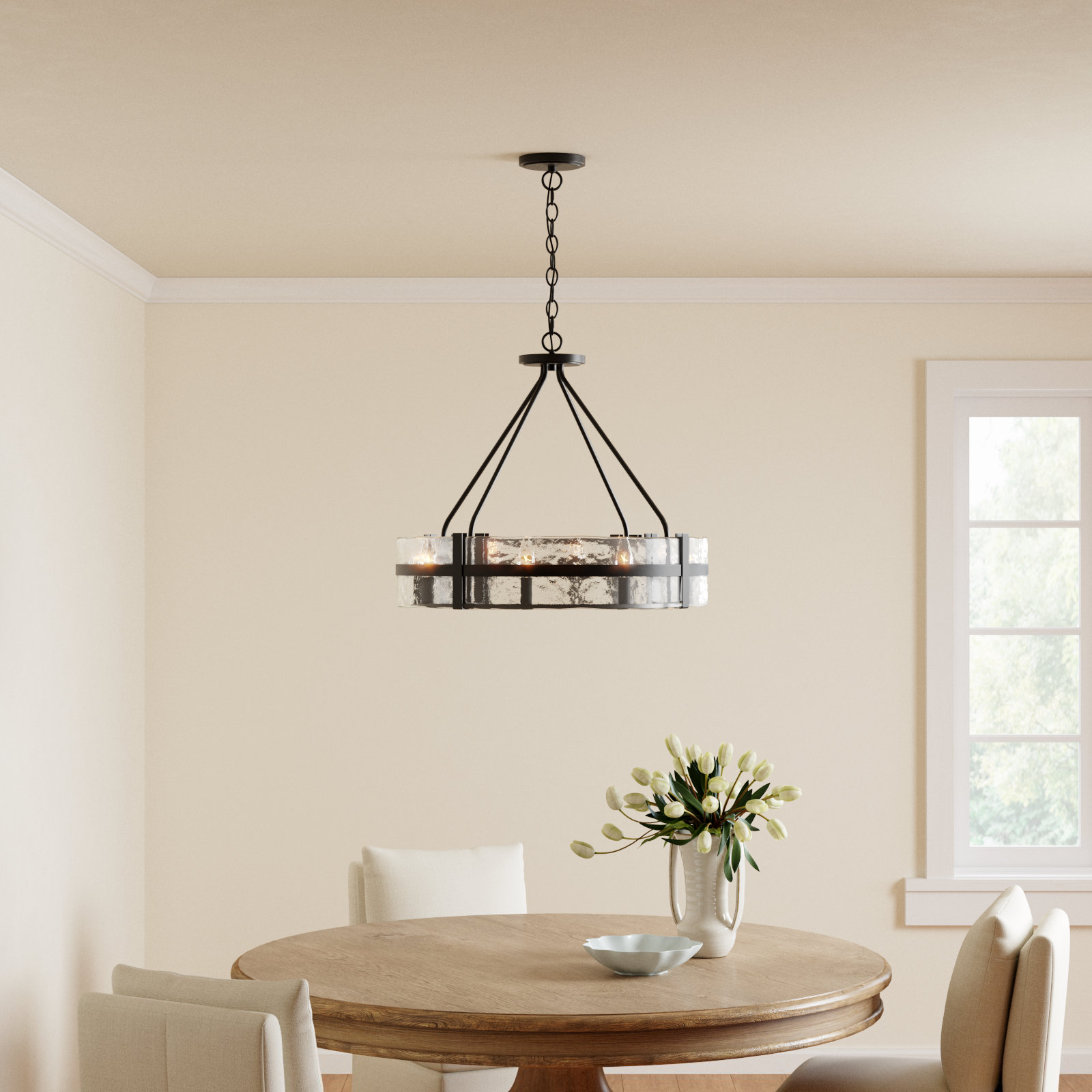 Brisa Dimmable Drum Chandelier, 8 Light Pendant