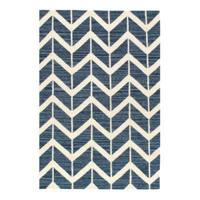 Canvello Handmade Blue Modern Hand Knotted Rug - 4' X 6'