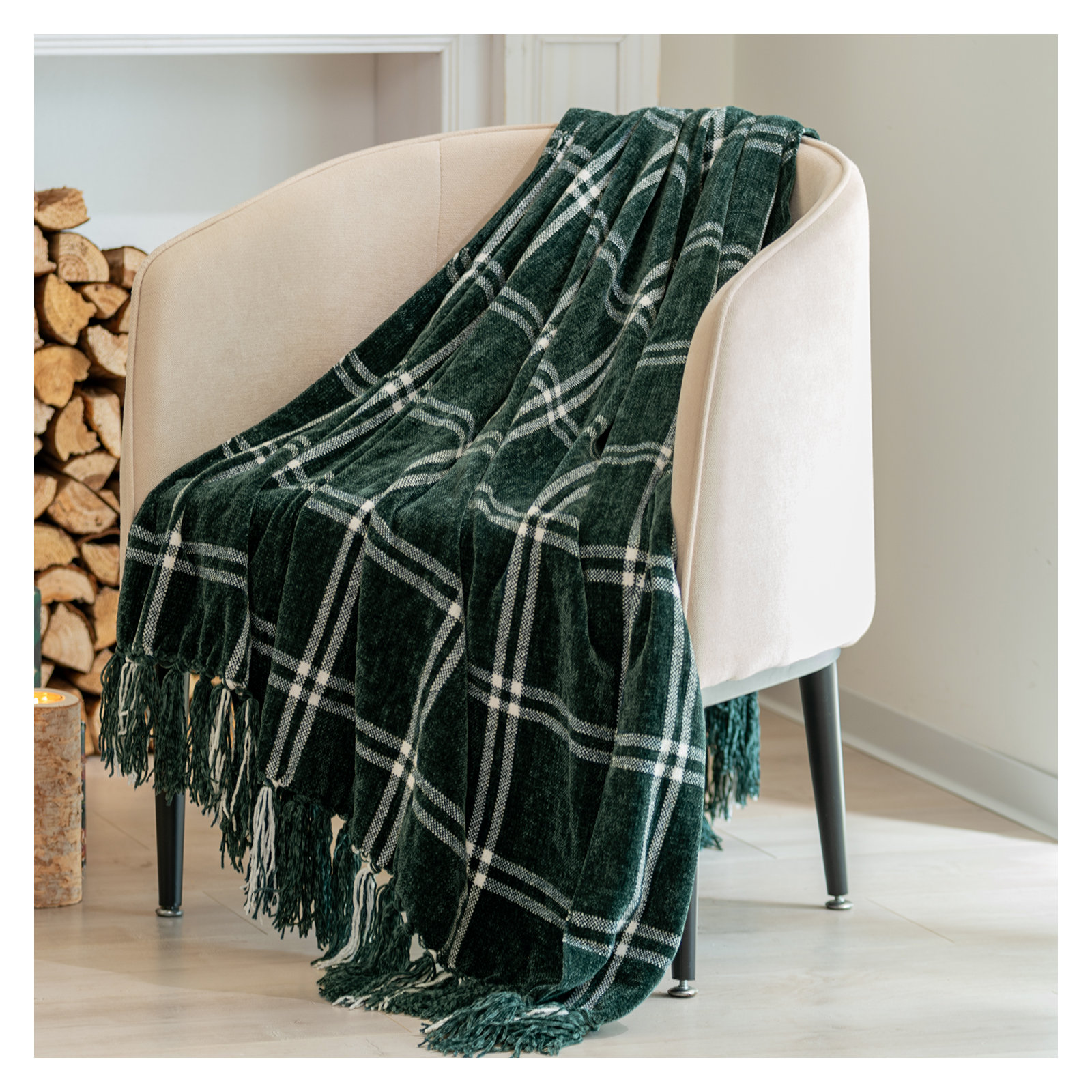 Soft Chenille Throw Blanket, Iron Black, 60" L x 50" W