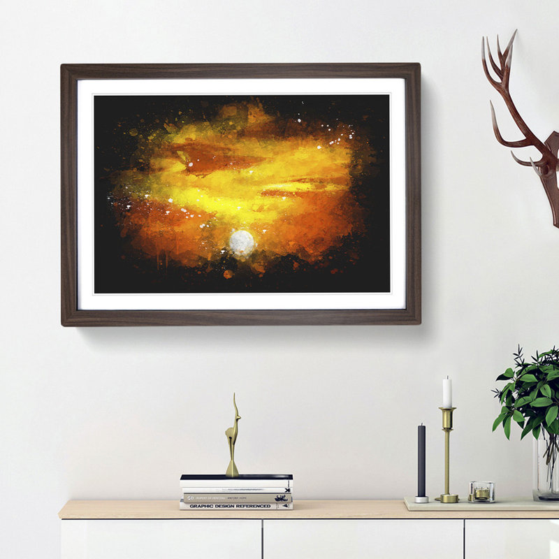 Striking Orange Sunset - Picture Frame Graphic Art Print, Walnut Framed, 33cm H x 45cm W x 2cm D